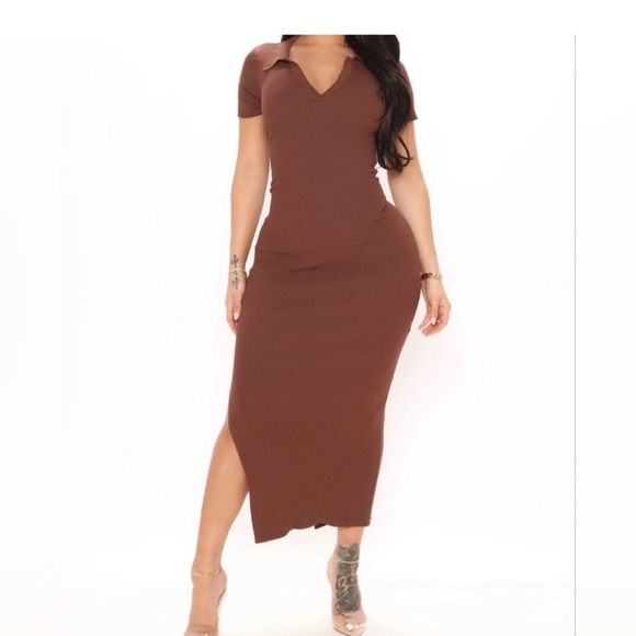 Fashion Nova Dresses & Skirts - Fashion Nova Brown Open Back Knit Dress
